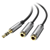 Ugreen 3.5mm AUX Stereo Audio Splitter Cable 20cm for Two Earphone - Black